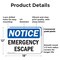 Signmission Emergency Escape, 18 in W x Rectangle, Plastic OS-2PACK-NS-P-1218-L-11787 - alternate 7